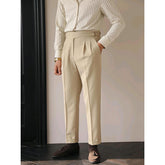 British Retro Business Casual Paris Buckle Suit Pants Men